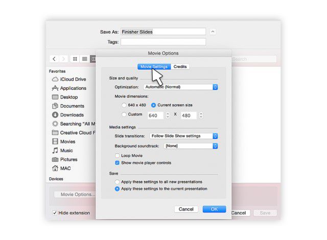 set presenteter options for powerpoint for mac 2011